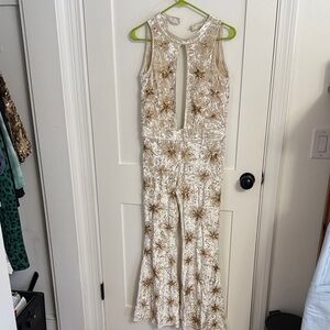 Elegant Cream and Gold Women's Jumpsuit